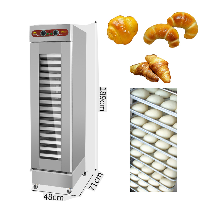 Commercial Dough Proofer 16 Trays, Hot Air Circulation Bread Fermentation Cabinet