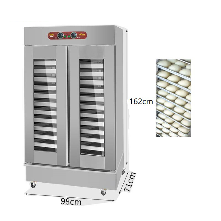 Commercial Double‑door Dough Proofer 24 Trays, Hot Air Circulation Bread Fermentation Cabinet