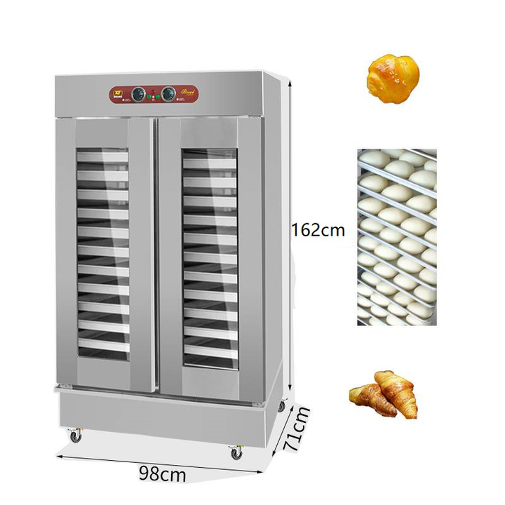 Commercial Double‑door Dough Proofer 24 Trays, Hot Air Circulation Bread Fermentation Cabinet