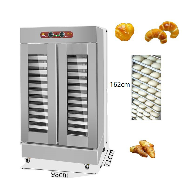 Commercial Double‑door Dough Proofer 24 Trays, Hot Air Circulation Bread Fermentation Cabinet