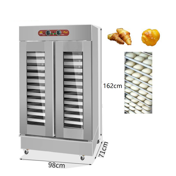 Commercial Double‑door Dough Proofer 24 Trays, Hot Air Circulation Bread Fermentation Cabinet
