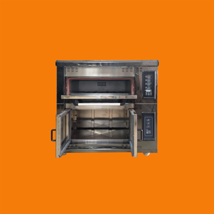 Upper 1-Tier, 2-Tray Compartment Oven, Lower 6-Tray Yeast Proofer — Combination Oven.(Electric Oven)