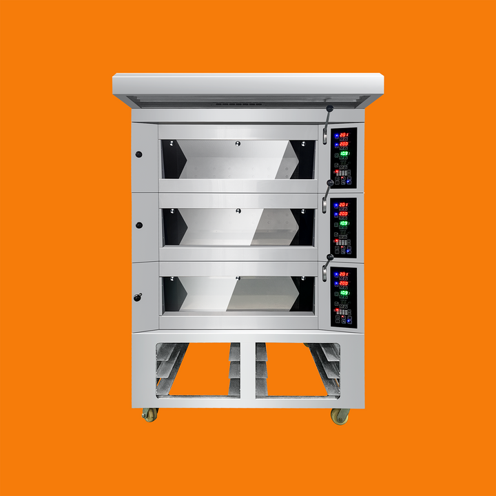 Commercial 3 Deck 6 Tray Electric Deck Oven with Steam &amp; Stone for Bakery