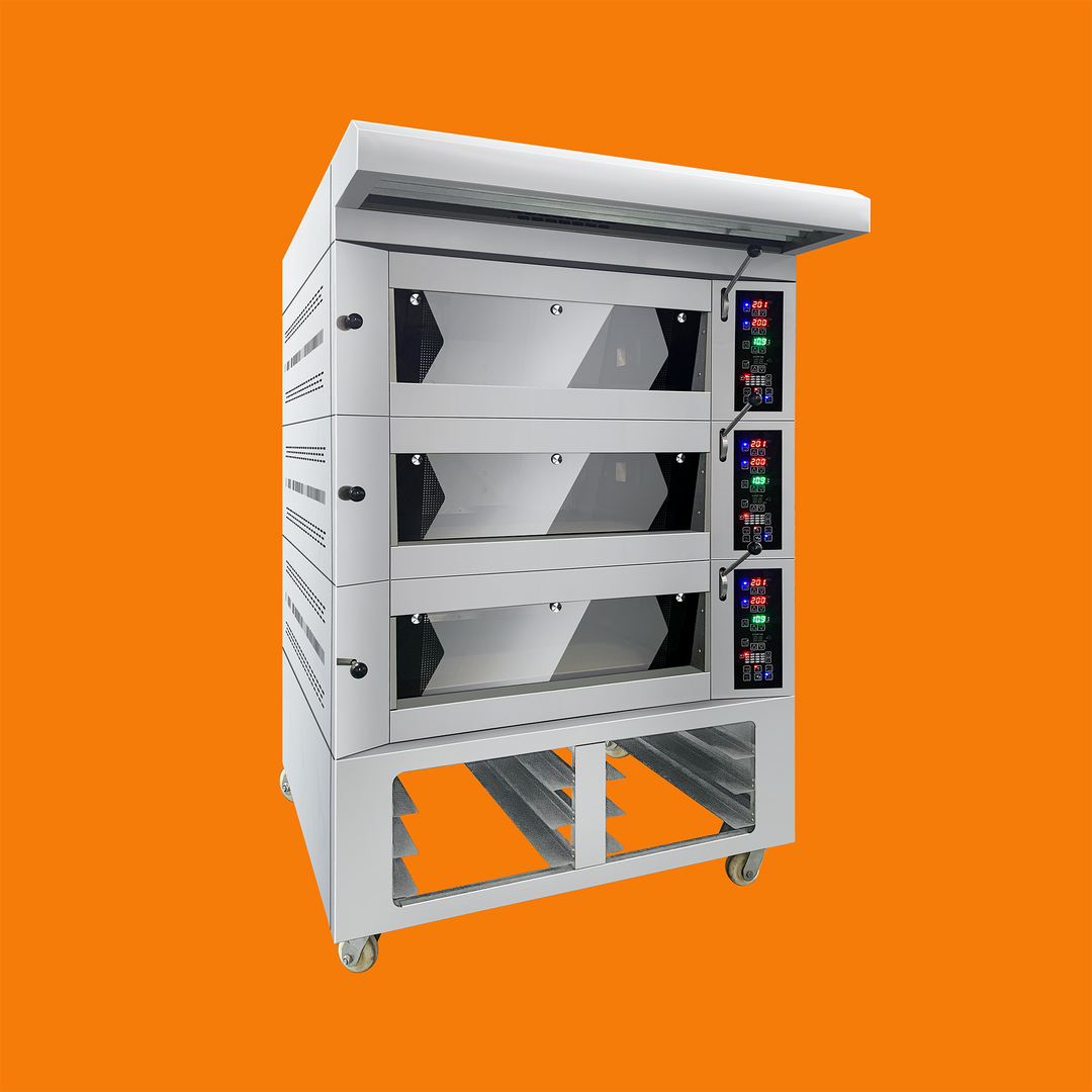 Commercial 3 Deck 6 Tray Electric Deck Oven with Steam &amp; Stone for Bakery