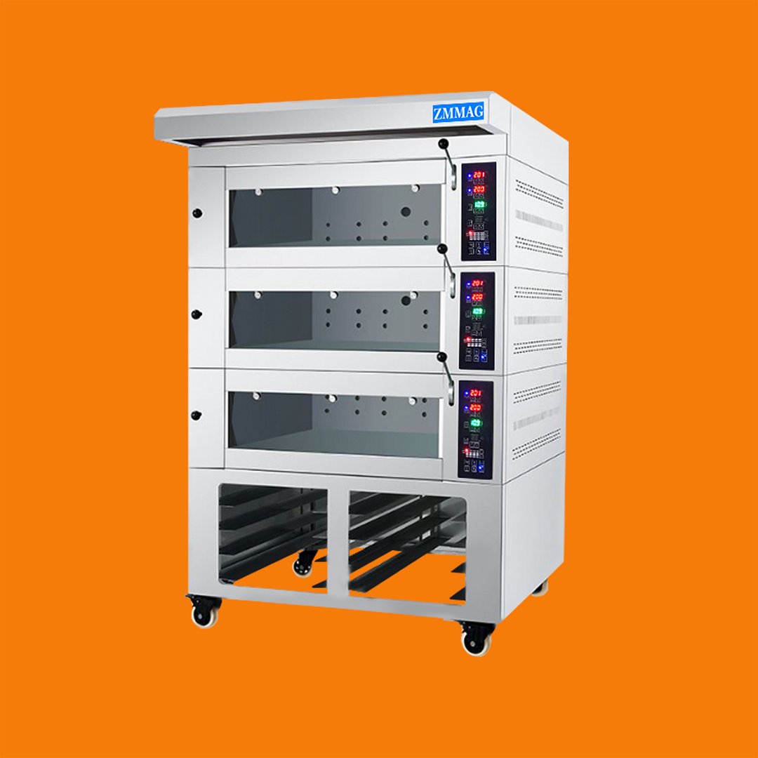 Commercial 3 Deck 6 Tray Electric Deck Oven with Steam &amp; Stone for Bakery