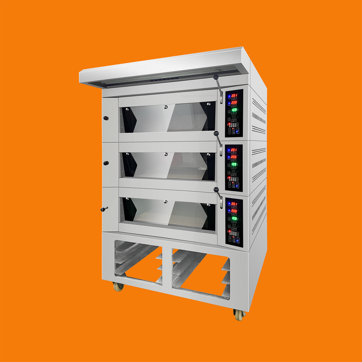 Commercial 3 Deck 6 Tray Electric Deck Oven with Steam &amp; Stone for Bakery